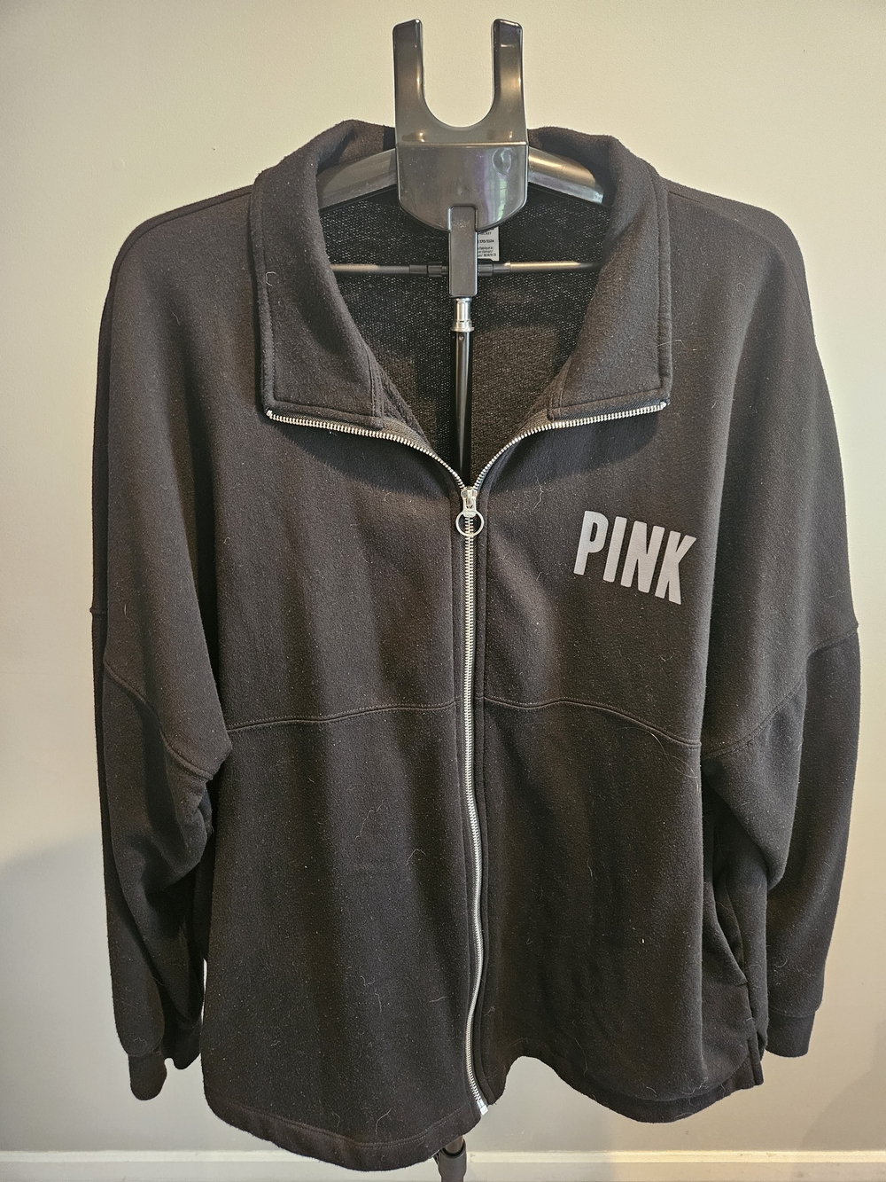 PINK Victoria's Secret Black Full-Zip Fleece Jacket - Picture 1 of 1